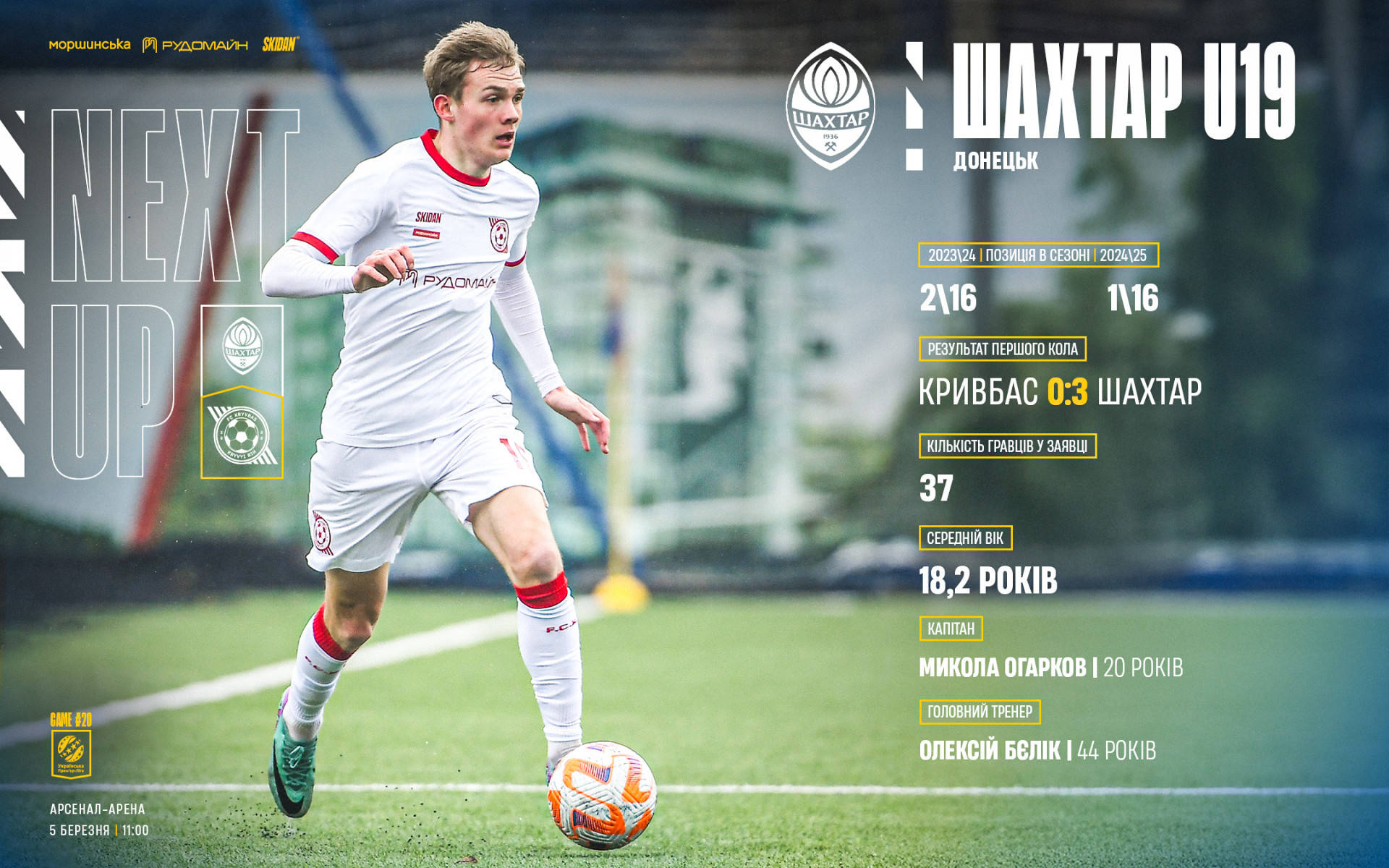 "Шахтар" U-19 - "Кривбас" U-19: 5 березня о 11:00}