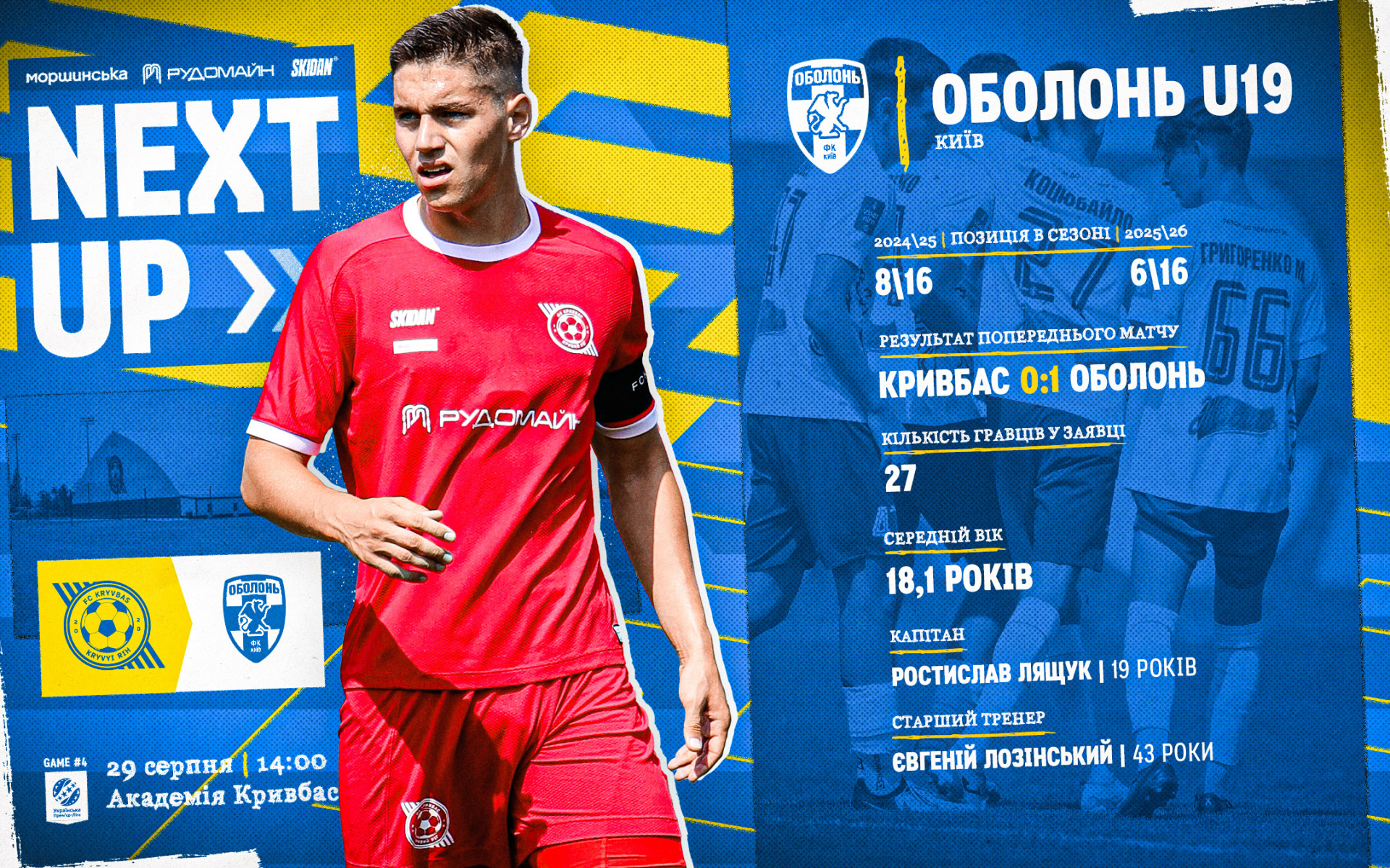 "Кривбас" U-19 - "Оболонь" U-19: 29 серпня о 14:00