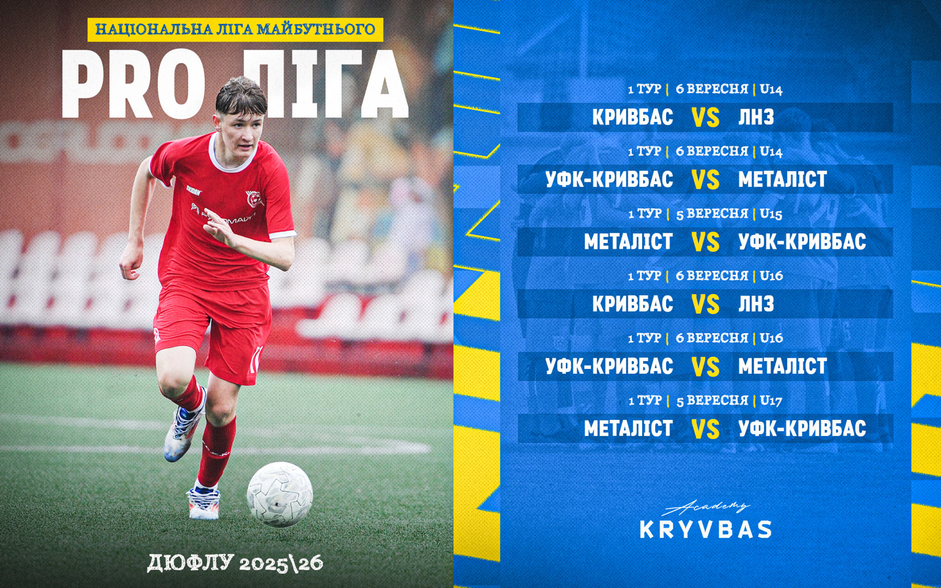Національна ліга майбутнього. ФА "Кривбас" і "УФК-Кривбас" зіграють матчі 1 туру