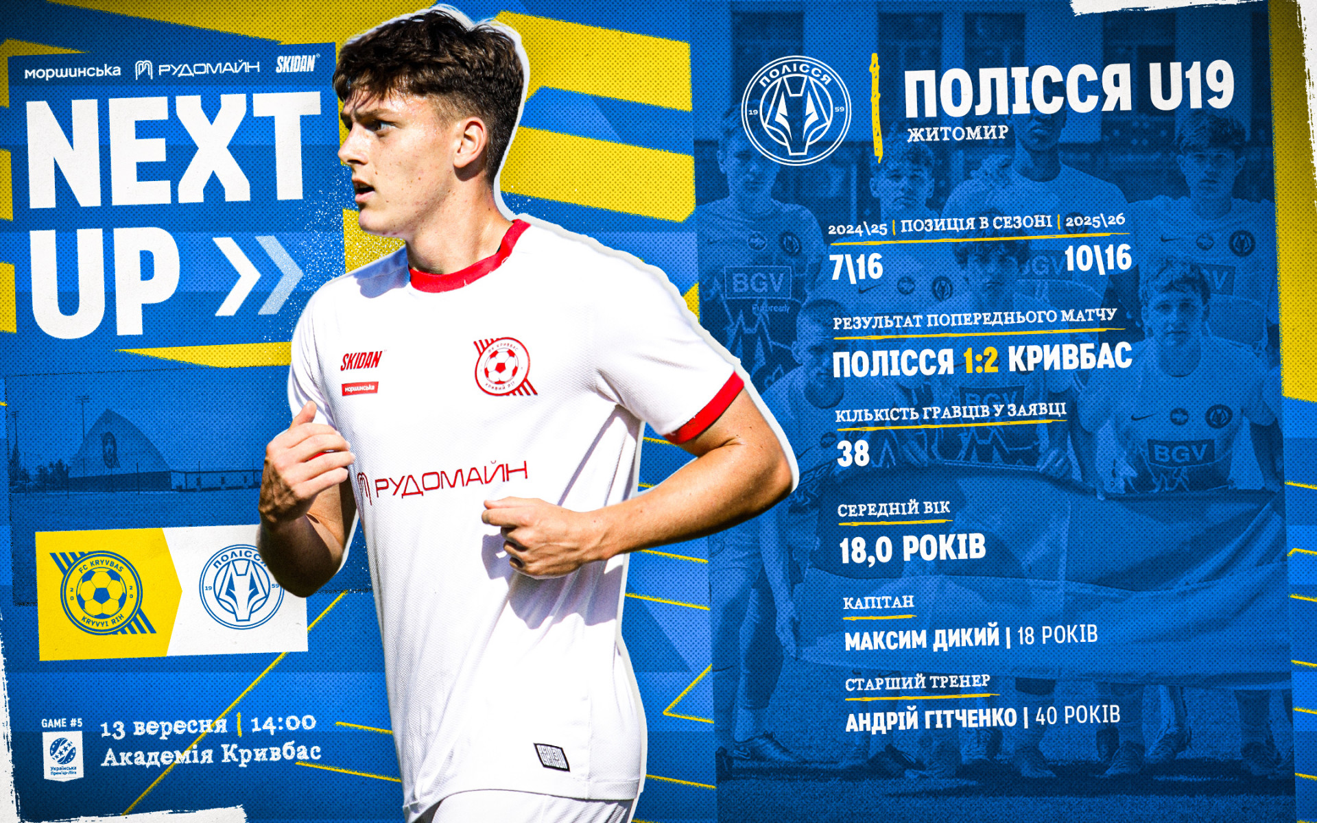 "Кривбас" U-19 - "Полісся" U-19: 13 вересня о 14:00