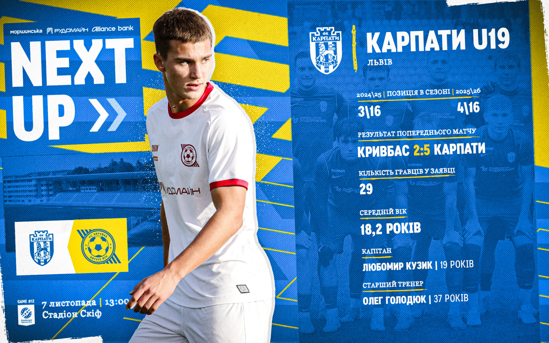 "Карпати" U-19 - "Кривбас" U-19: 7 листопада о 13:00