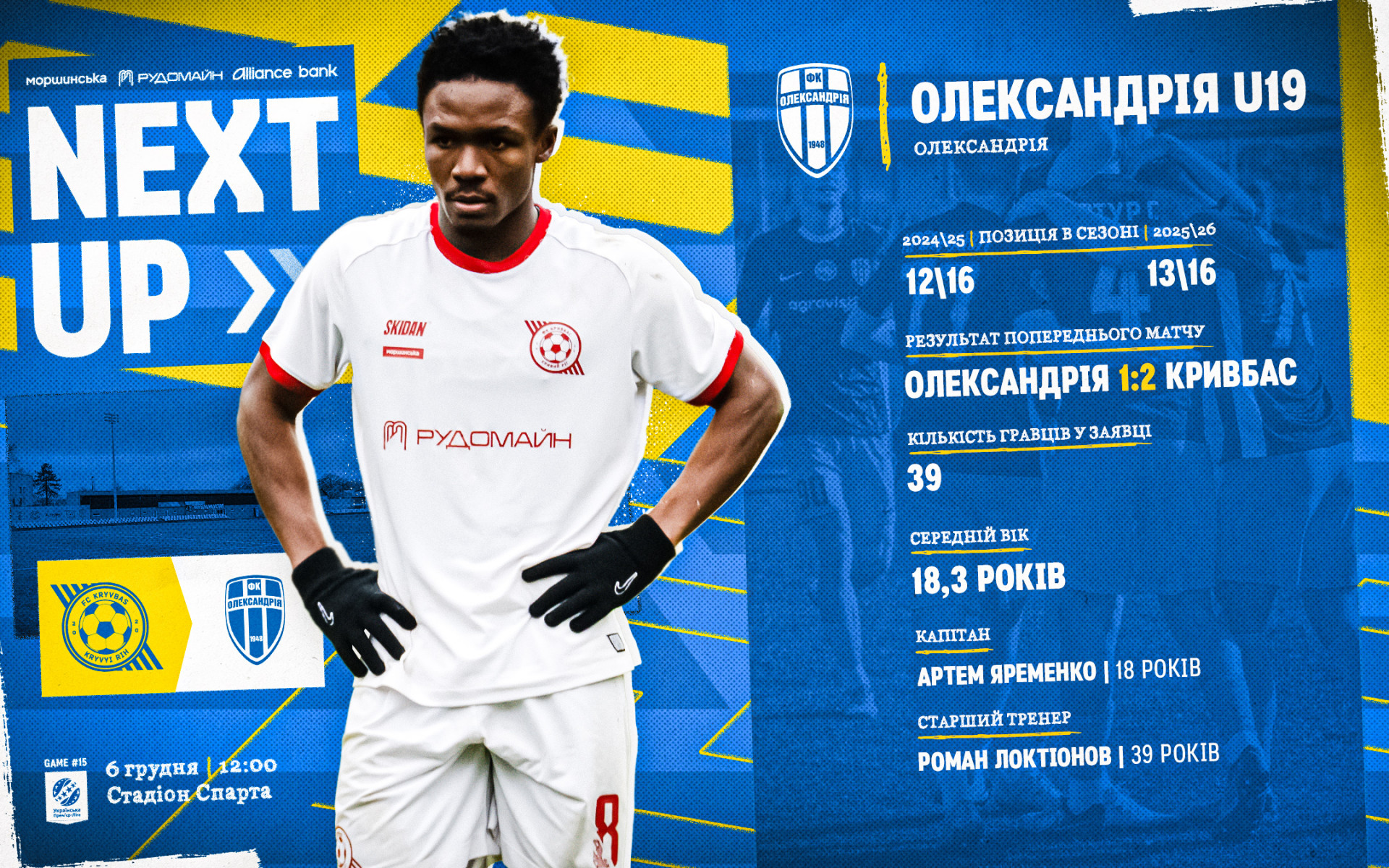 "Кривбас" U-19 - "Олександрія" U-19: 6 грудня о 12:00