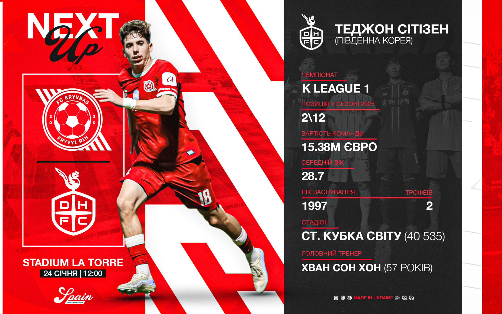 "Кривбас" - "Теджон Сітізен": 24 січня о 12:00