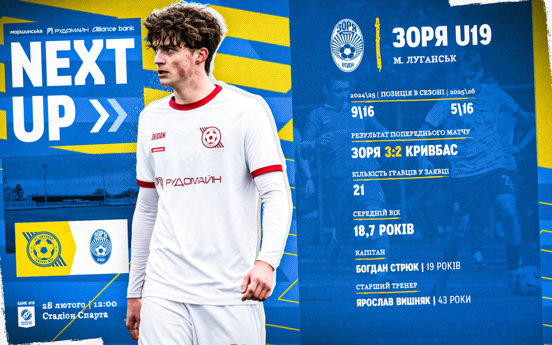 "Кривбас" U-19 - "Зоря" U-19: 28 лютого о 12:00