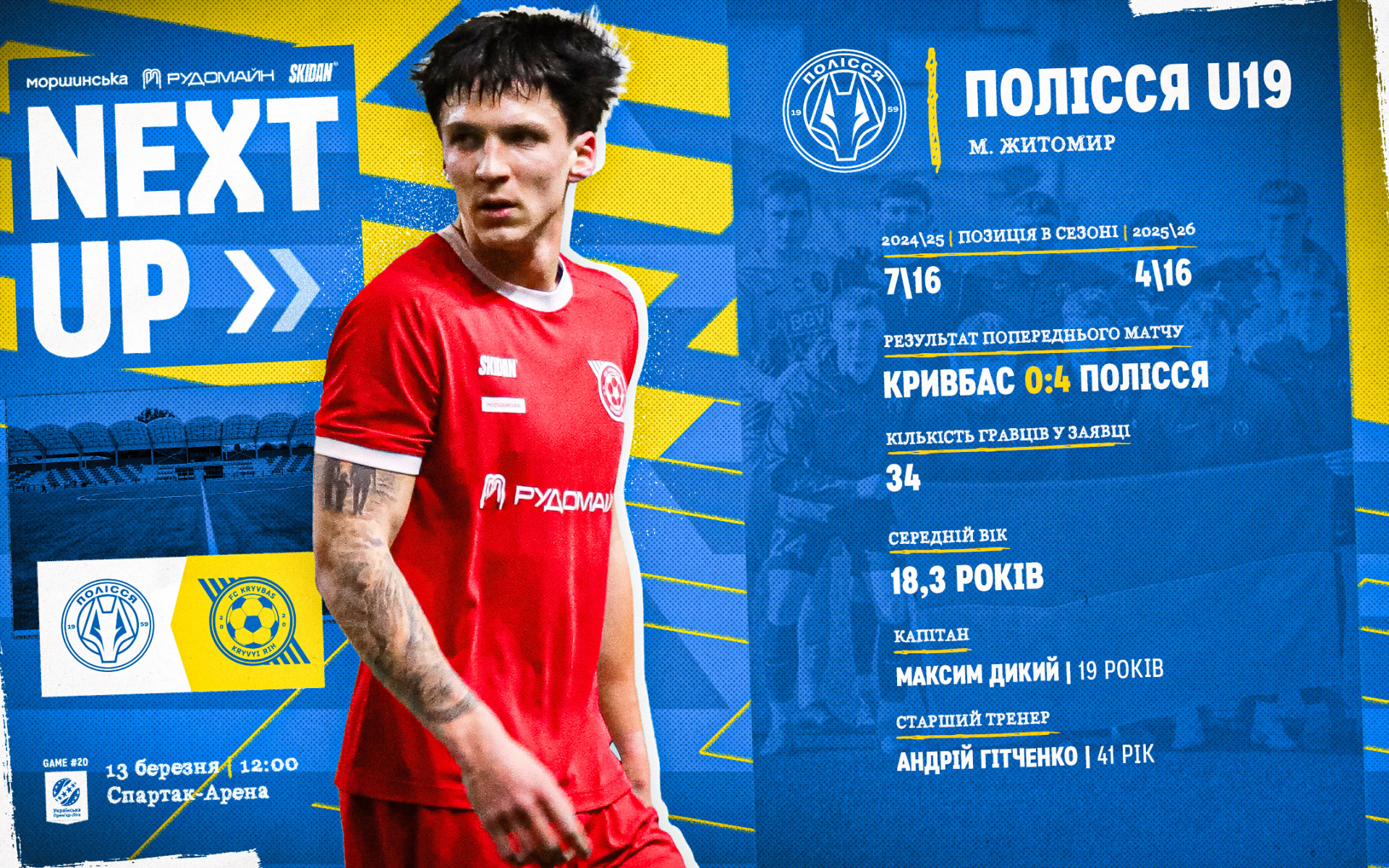 "Полісся" U-19 - "Кривбас" U-19: 13 березня о 12:00