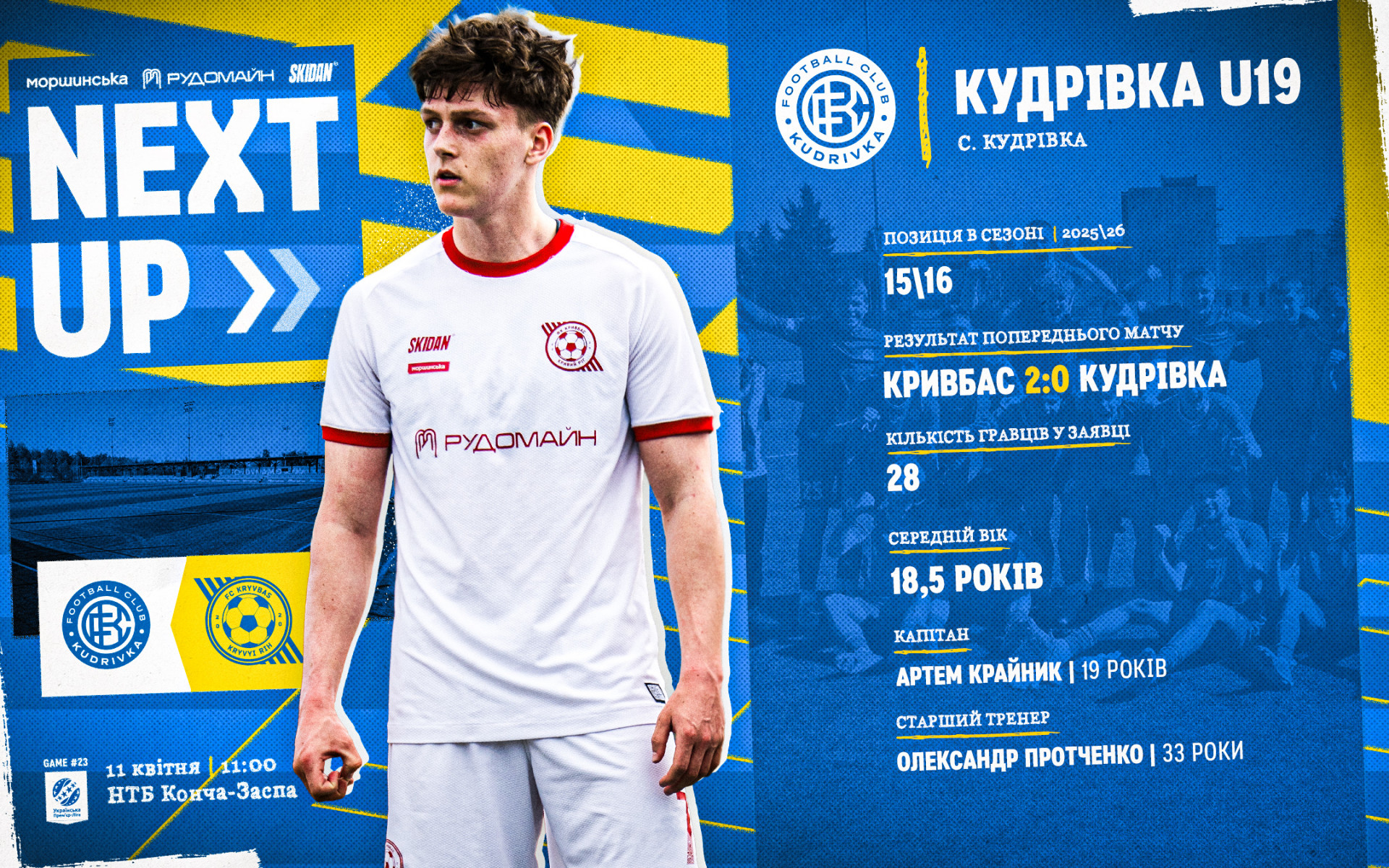 "Кудрівка" U-19 - "Кривбас" U-19: 11 квітня о 11:00
