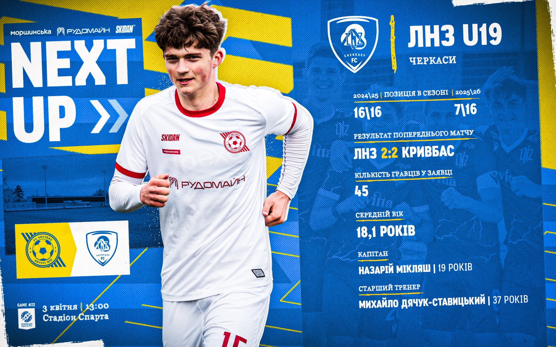 "Кривбас" U-19 - "ЛНЗ" U-19: 3 квітня о 13:00