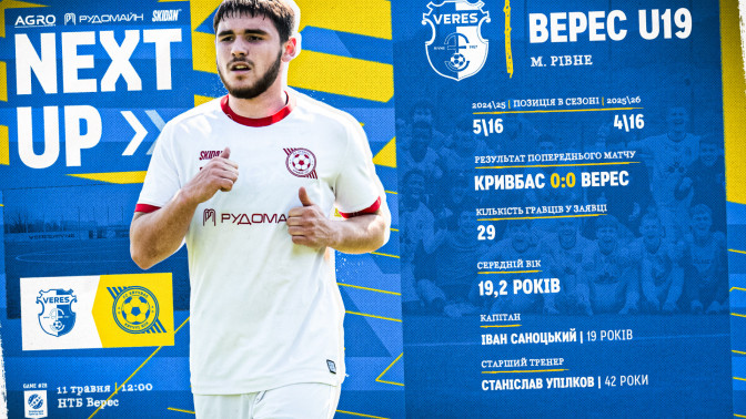 "Верес" U-19 - "Кривбас" U-19: 11 травня о 12:00